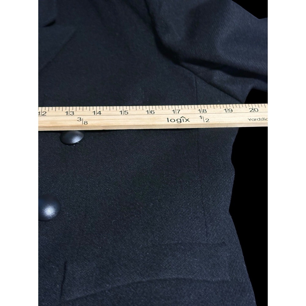 Vtg Rafael Womens 100% Wool Black Jacket Skirt Suit Set Leather Accents Sz 12 - Picture 6 of 16